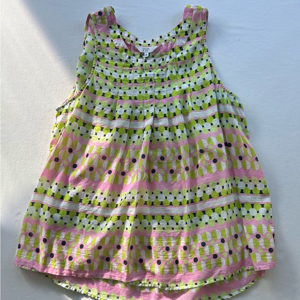 Crown and Ivy print tank blouse. Size large